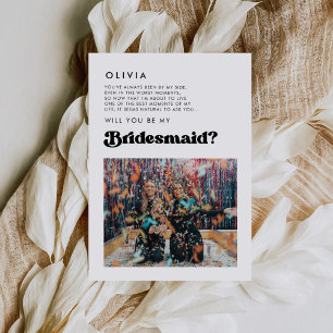 Carte de message photo de Bridesmaid rétro stylé