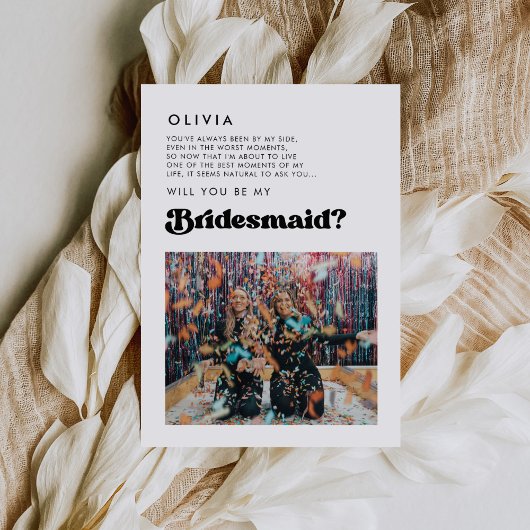 Carte de message photo de Bridesmaid rétro stylé