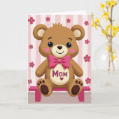 Carte de message pour maman ours doux (Fleur jaune)