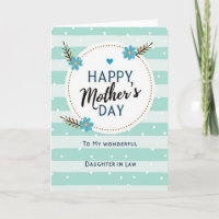 Carte de Message pour Mères à Motif Floral Turquoi