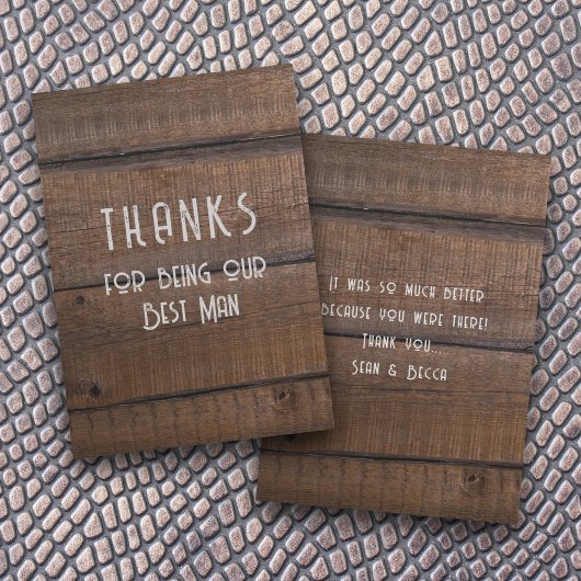 Carte de message Rustic Wood Best Man Merci