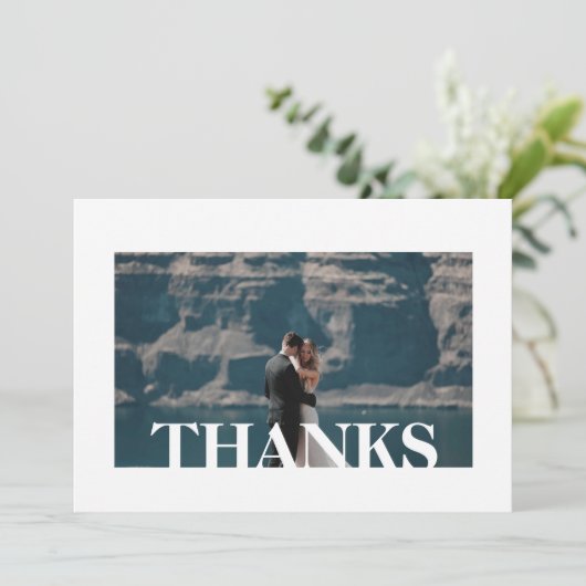 CARTE DE MESSAGE SIMPLE EN MERCI BLANC (Debout devant)