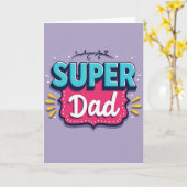 Carte de message Turquoise Super Papa (Fleur jaune)