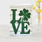 Carte de Message Vert Lucky Love (Fleur jaune)