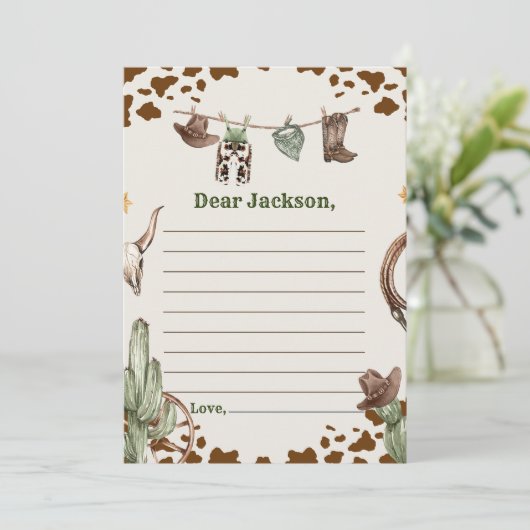 Carte de message Western Rustic Time Capsule (Debout devant)