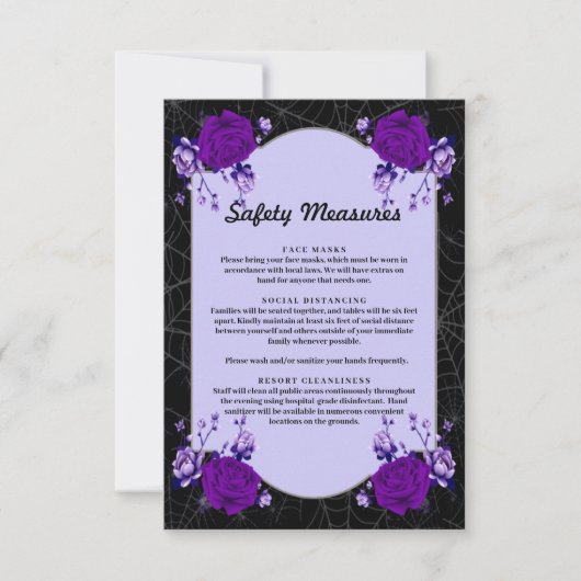 Carte de mesures de sécurité Rose Floral Spiderweb (Devant)