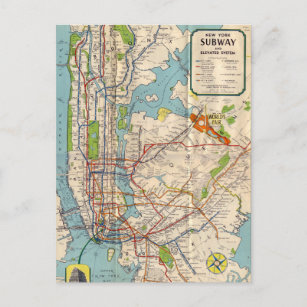 Carte de métro vintage New York Carte de voyage Ca