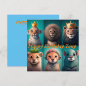 Carte De mignons animaux sauvages portant des couronnes (Devant / Derrière)