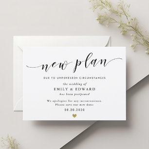 Carte de mise à jour de mariage à cœur d'or modern