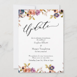 Carte de mise à jour de mariage élégante et floral