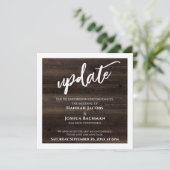 Carte de mise à jour en bois rustique Mariage repo (Debout devant)
