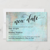 Carte de mise à jour Mariage reportée Aqua Grunge (Devant)