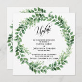 Carte de mise à jour Mariage reportée verte Wreath (Devant / Derrière)