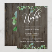 Carte de mise à jour Mariage reportée Wood & Eucal (Devant / Derrière)