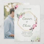 Carte de mise en conserve florale à cadre doré élé (Devant / Derrière)