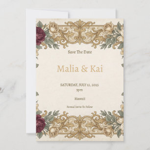Carte de mise en garde florale or Bourgogne