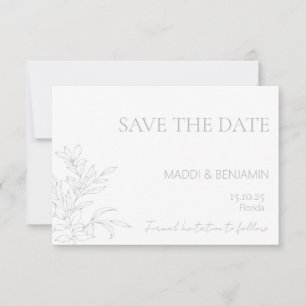 Carte de mise en garde florale verte sauge minimal