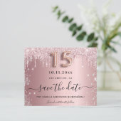 Carte de mise en garde Quinceanera rose blush arge (Debout devant)