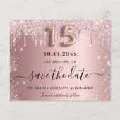 Carte de mise en garde Quinceanera rose blush arge (Devant)