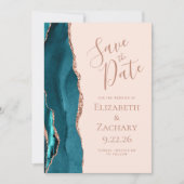 Carte de mise en vente Agate Bleu Sarcelle Or Rosé (Devant)