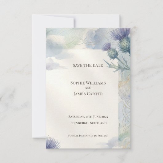 Carte de mise en vente Blue Thistle Celtic Knot | (Devant)