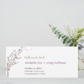 Carte de mise en vente 'Branches Fleuries' - Prune (Debout devant)