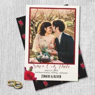 Carte de mise en vente de date de mariage avec pho