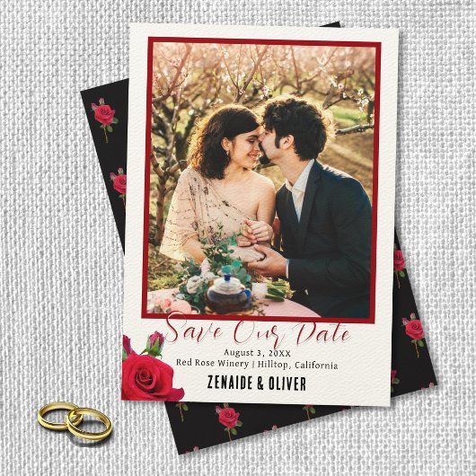 Carte de mise en vente de date de mariage avec pho