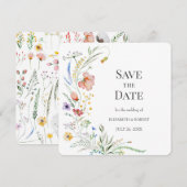 Carte de mise en vente de date sauvée Fleurs sauva (Devant / Derrière)
