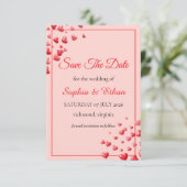 Carte de mise en vente romantique à coeurs rouges (Debout devant)