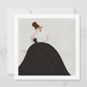 Carte de mode artistique glamour avec robe noire d