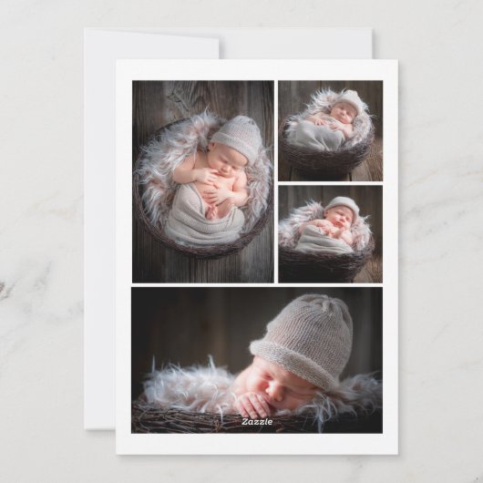 Carte de modèle d'annonce de naissance de bébé per (Dos)