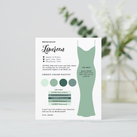 Carte de modèle de carte d'information de Bridesma (Debout devant)