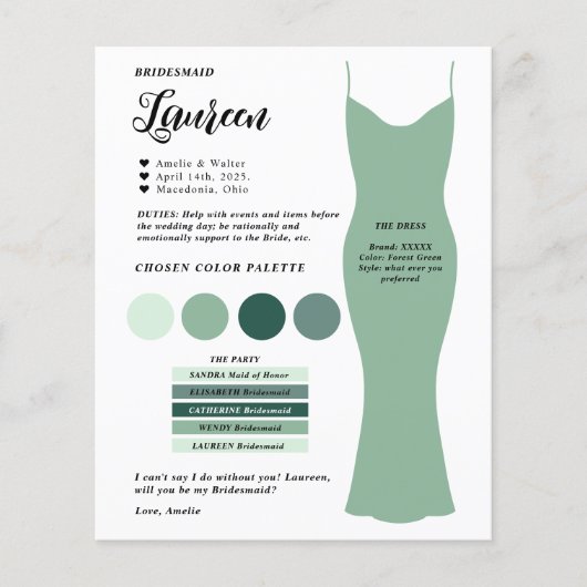 Carte de modèle de carte d'information de Bridesma (Devant)