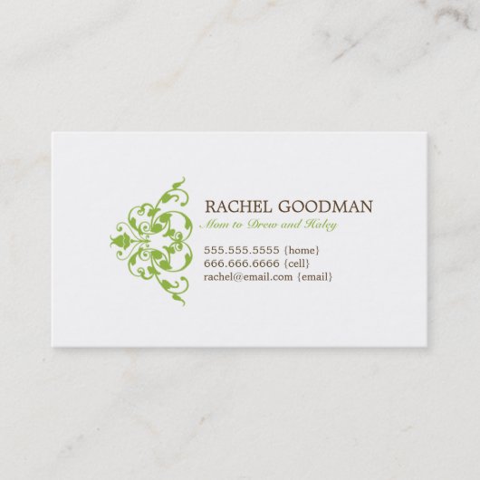 Carte de momie florale moderne / Carte d'appel per (Devant)