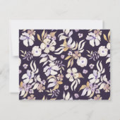 Carte de monogramme couleur or fleuri violet foncé (Dos)