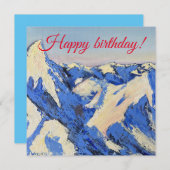 Carte de montagne bleue pour anniversaire (Devant / Derrière)