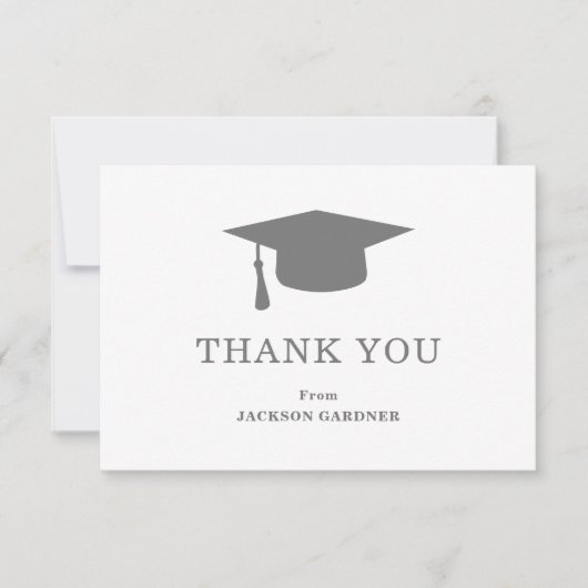 Carte de mortier gris simple Graduation moderne (Devant)