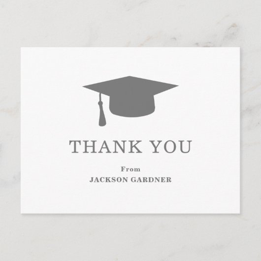 Carte de mortier gris simple Graduation moderne (Devant)