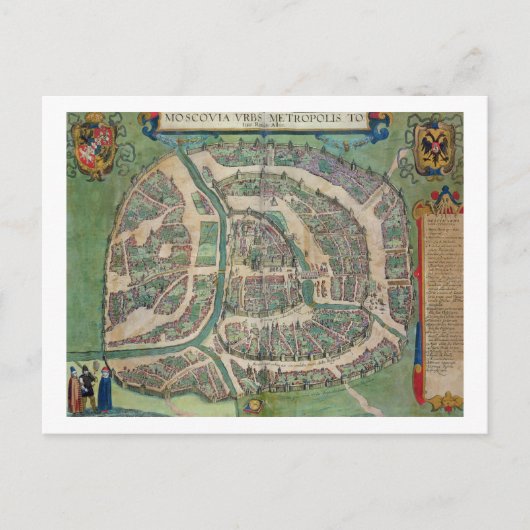 Carte de Moscou, de 'Civitates Orbis Terrarum' par (Devant)