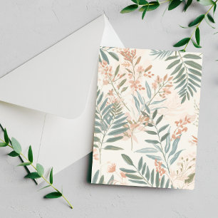 Carte de motif aquarelle de feuille de blush botan