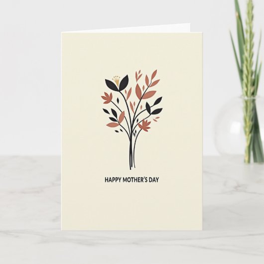 Carte de motif botanique beige (Devant)