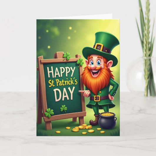 Carte de motif Chanceux Leprechaun (Devant)