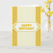 Carte de motif d'anniversaire doré (Fleur jaune)