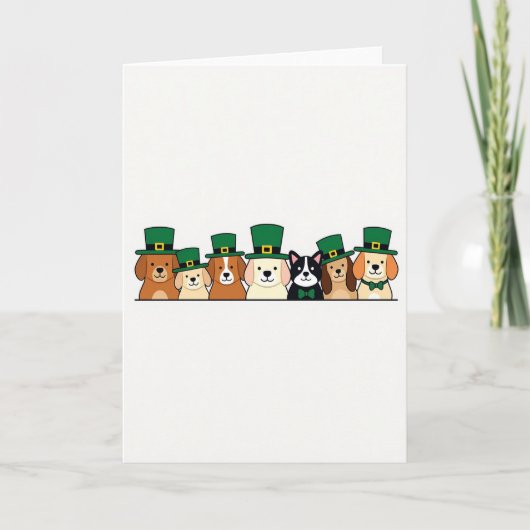 Carte de motif de chiens au chapeau vert (Devant)