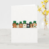 Carte de motif de chiens au chapeau vert (Fleur jaune)