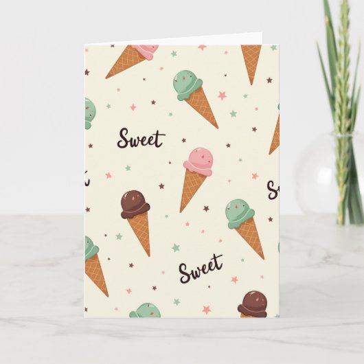 Carte de motif de cône d'anniversaire sucré (Devant)