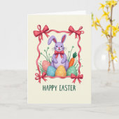Carte de motif de lapin au lilas (Fleur jaune)