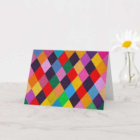 CARTE DE MOTIF HARLEQUIN MARDI GRAS Losanges color (Petite plante)