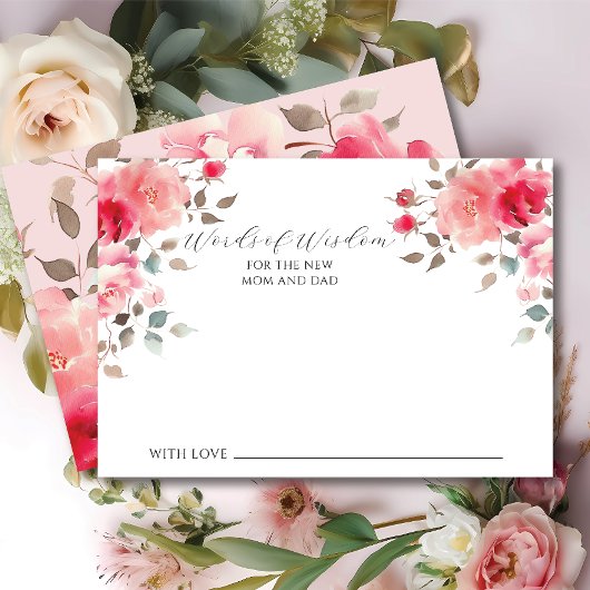 Carte de mots de sagesse pour bébé Fleurs de rose